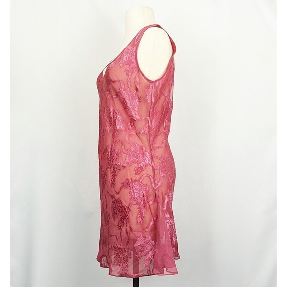 Vintage 90s Victoria's Secret Nightgown Pink Floral Sheer Short Gold Label… - Picture 3 of 6